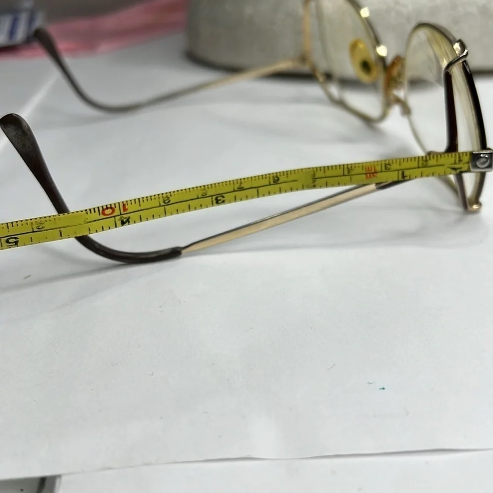 Vintage BG Colorama 135 Goldtone Metal Large Ophthalmic Frame